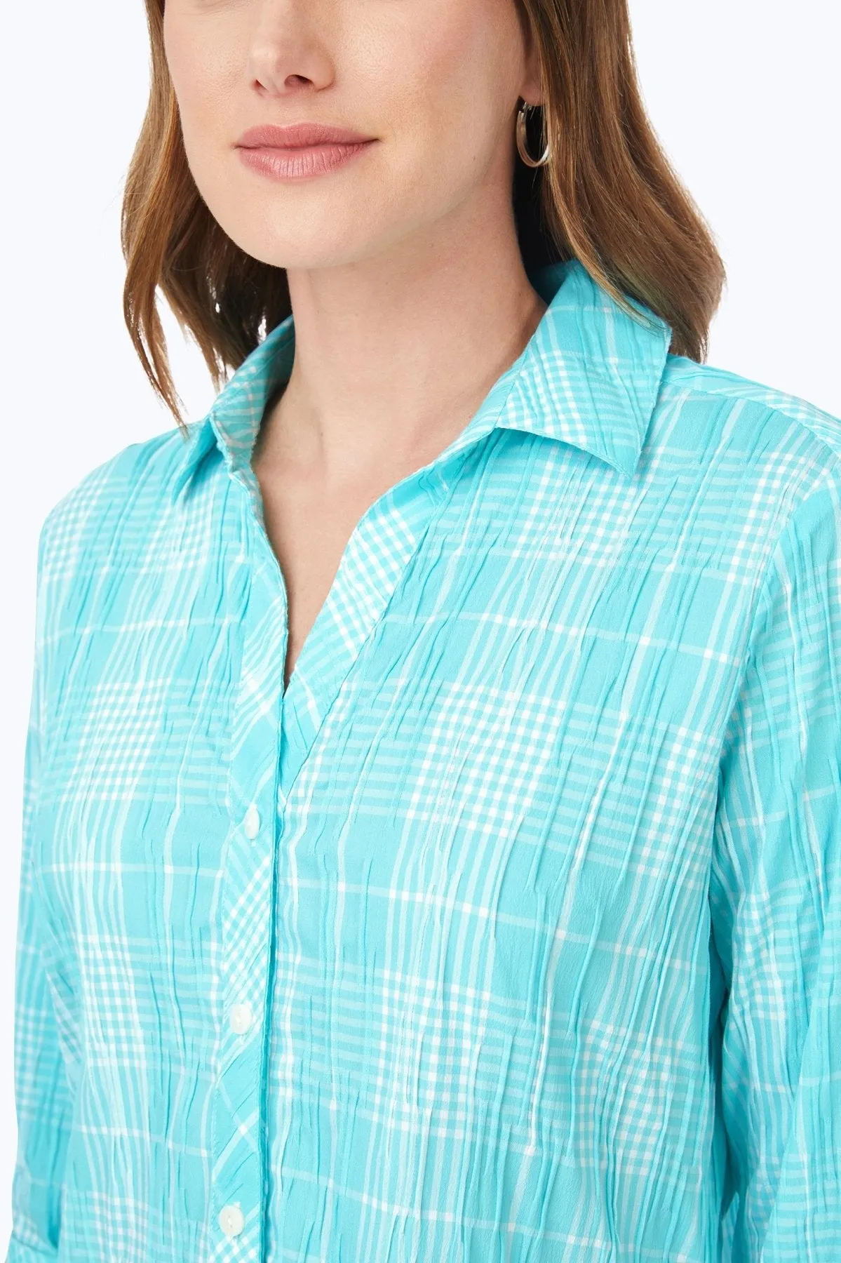 Faith Beach Plaid Crinkle Tunic